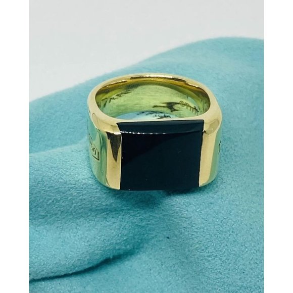 Tiffany & Co 1837 Makers Black Onyx Signet Men's Ring 18K Size 6. Mint - Picture 1 of 9